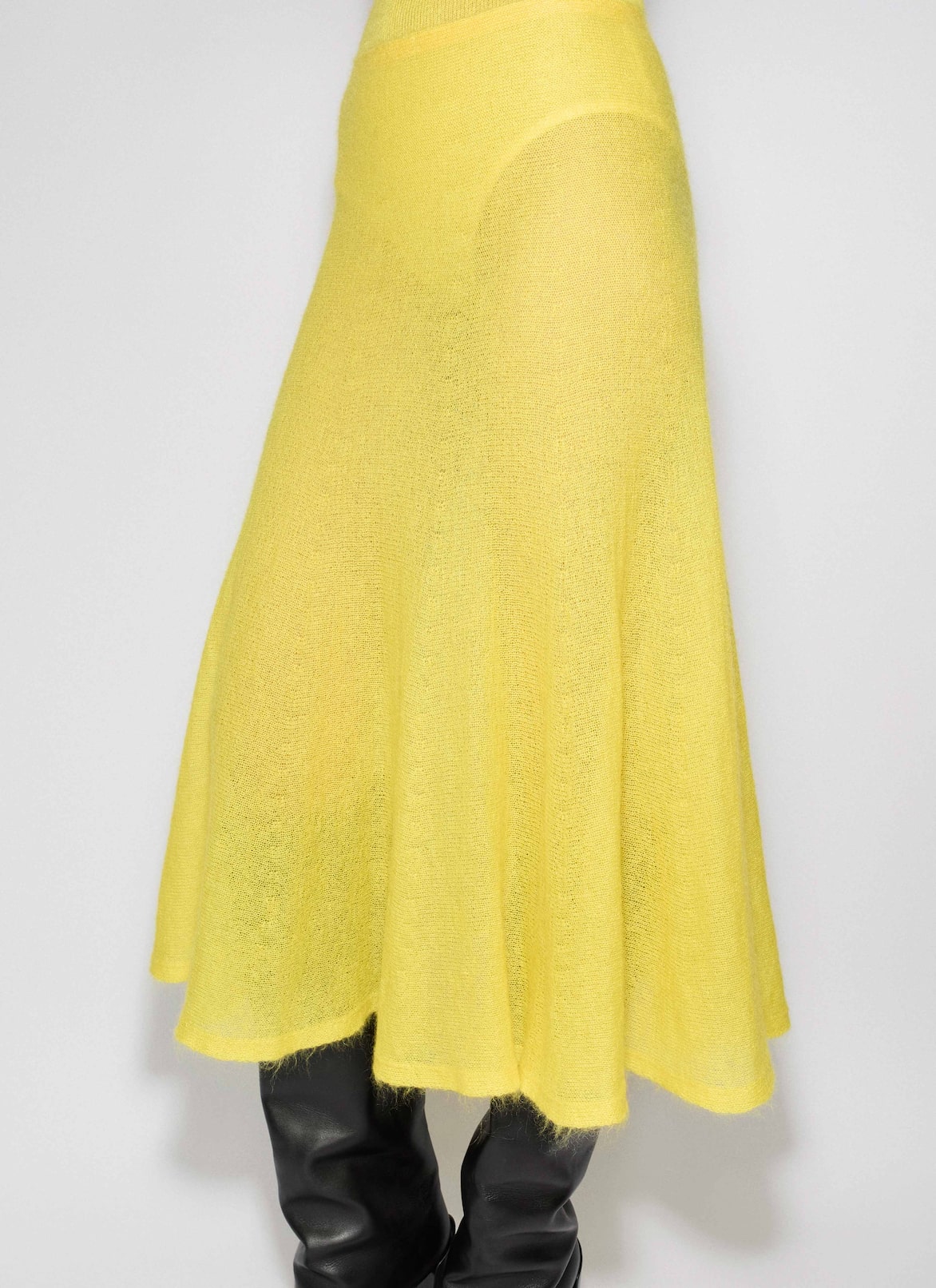 MOHAIR KNIT CIRCLE SKIRT ALAÏA YELLOW MOHAIR KNIT CIRCLE SKIRT